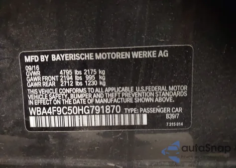 2017 BMW 430I Gran Coupe xDrive z USA, uszkodzony, nr VIN WBA4F9C50HG791870